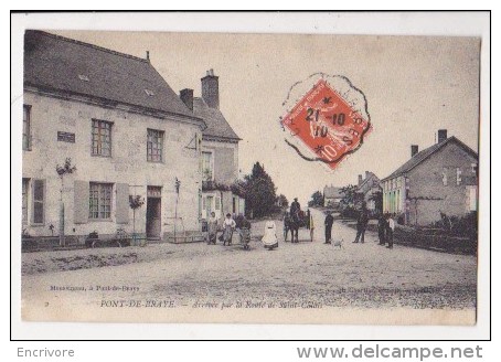 Cpa PONT DE BRAYE Arrivée Par La Route De St Calais Voiture A Cheval Populatiob à La Pose - 2 Moussineau - Autres & Non Classés