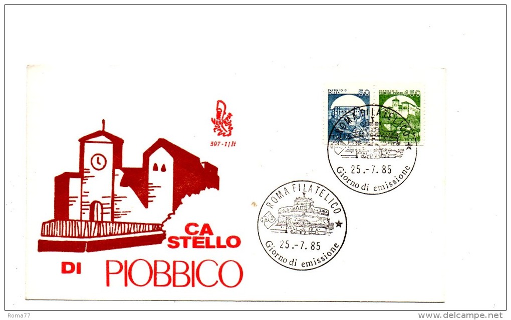 VZ477 - ITALIA FDC 1985 (Ed.Venetia) : CASTELLI Bobina PIOBBICO - FDC