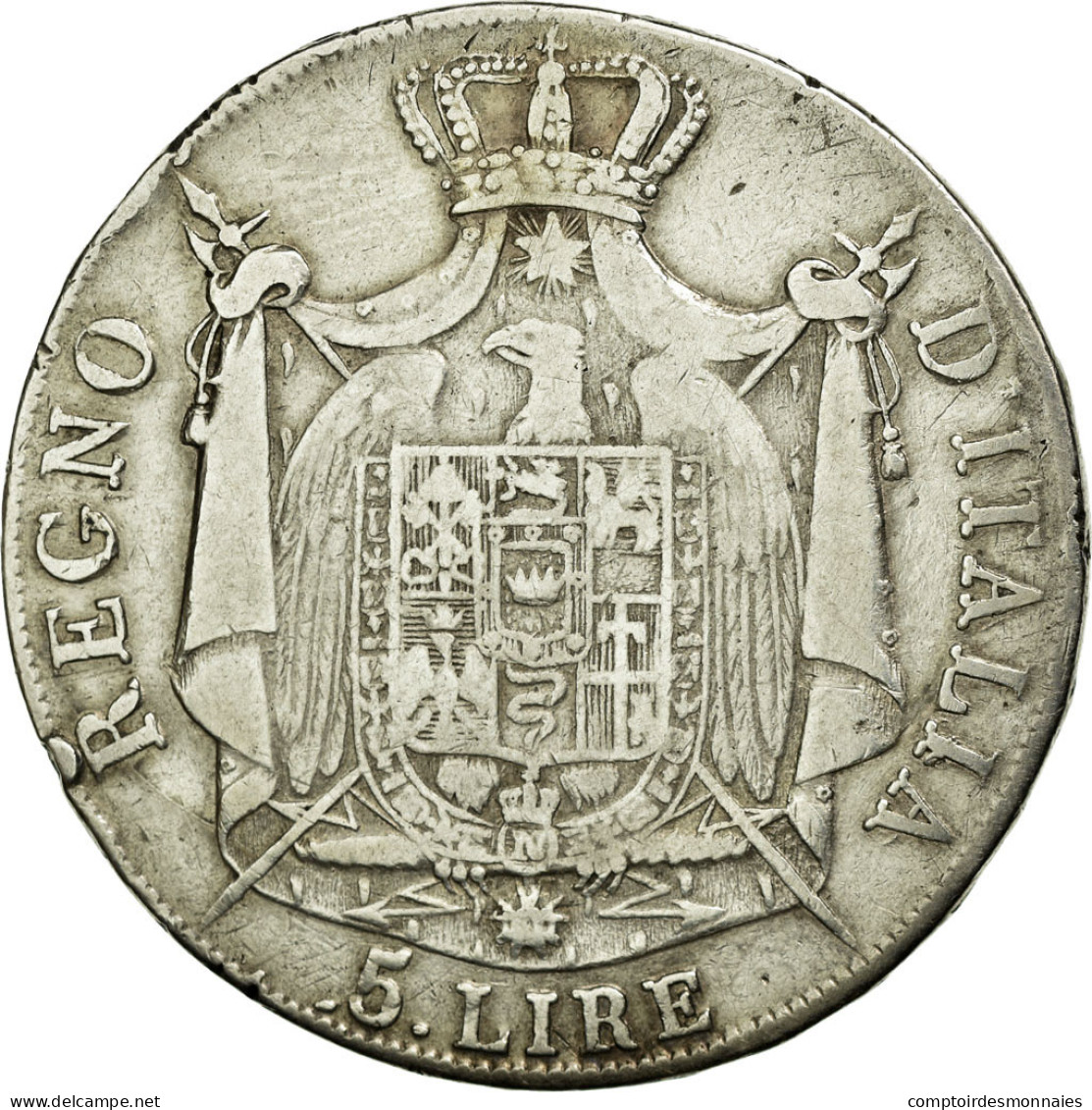 Monnaie, États Italiens, KINGDOM OF NAPOLEON, Napoleon I, 5 Lire, 1808, Milan - Autres & Non Classés