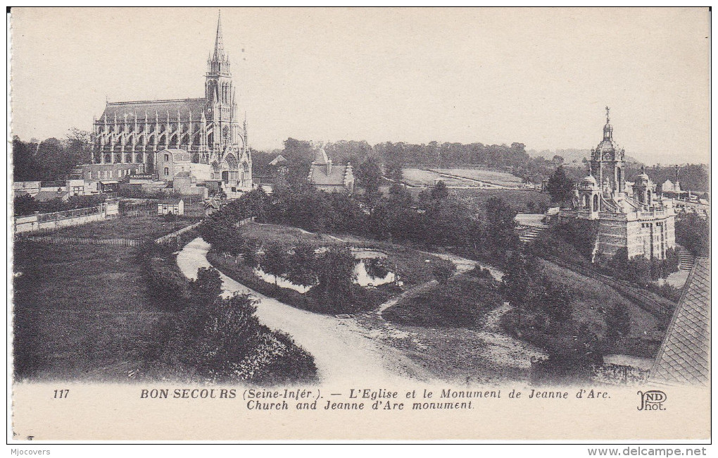 Old FRANCE Postcard BON SECOURS CHURCH & JOAN OF ARC MONUMENT Religion - Eglises Et Cathédrales