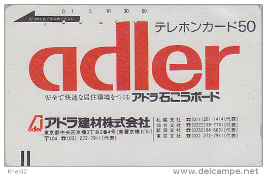 Télécarte Ancienne Japon / 110-4733 - Pub ADLER - Oiseau Aigle - Eagle Bird Japan Front Bar Phonecard / A - Balken TK - Arenden & Roofvogels