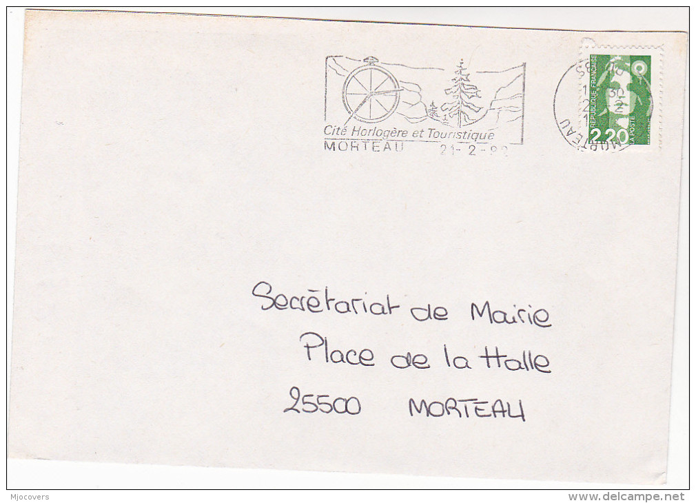 1992  FRANCE Stamps COVER Illus SLOGAN Pmk MOREAU WATCHMAKING CITY Ilus WATCH  Clock - Clocks