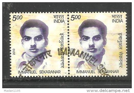 INDIA, 2010, FIRST DAY CANCELLED, PAIR, Immanuel Sekaranar, Freedom Fighter, Social Worker, 1 V - Oblitérés