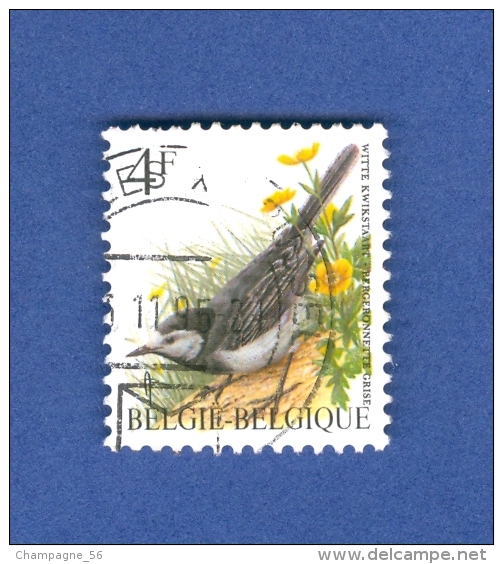 BELGIQUE 1992 N° 2474  BERGERONNETTE GRISE 4 F OBLITÉRÉ - Sparrows