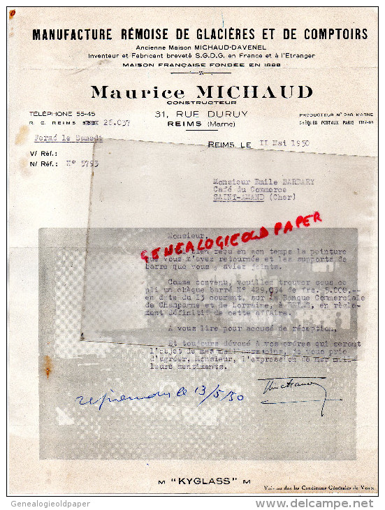 51 - REIMS - MAURICE MICHAUD- CONSTRUCTEUR- 31 RUE DURUY- MANUFACTURE REMOISE GLACIERES- DAVENEL- 1950 - 1950 - ...