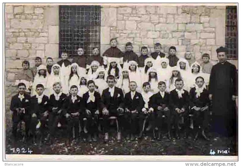 SAINT HADELIN OLNE 1924 CARTE PHOTO COMMUNIANTS Curé Joseph  DELHEZ / RARE - Olne