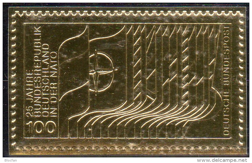 Deutschland Edition Raritäten In Gold BRD #1034 ** 50€ Mit 23 Karat Feingold 1980 Bündnis NATO Military Stamp Of Germany - NATO