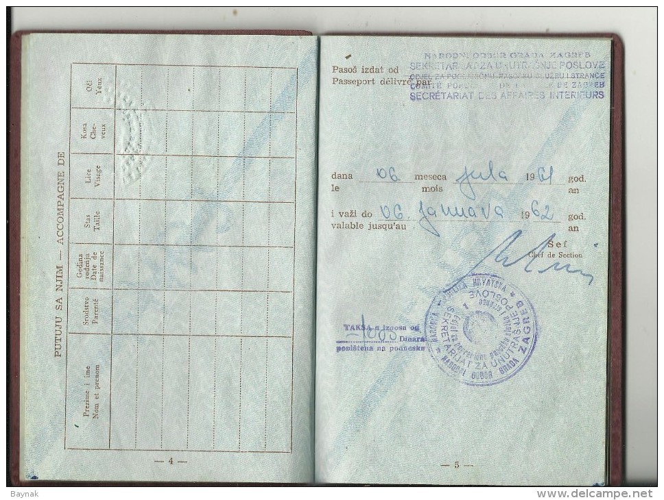 FNR14  --  F. N. R. YUGOSLAVIA  ---  PASSPORT  ---   LADY PHOTO  --  1961  --   FUL OF VISAS   --  12 X  ITALIA - Historische Dokumente