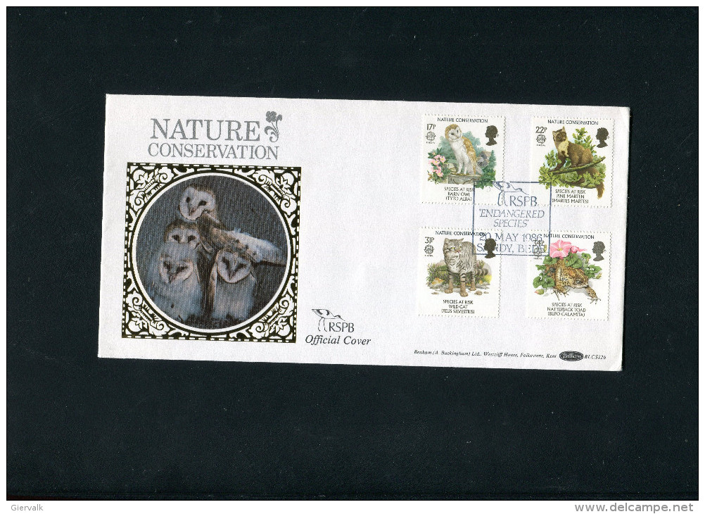 GREAT BRITAIN 1986 FDC With BARN OWL,FROG Etc. BENHAM-SILK - Owls