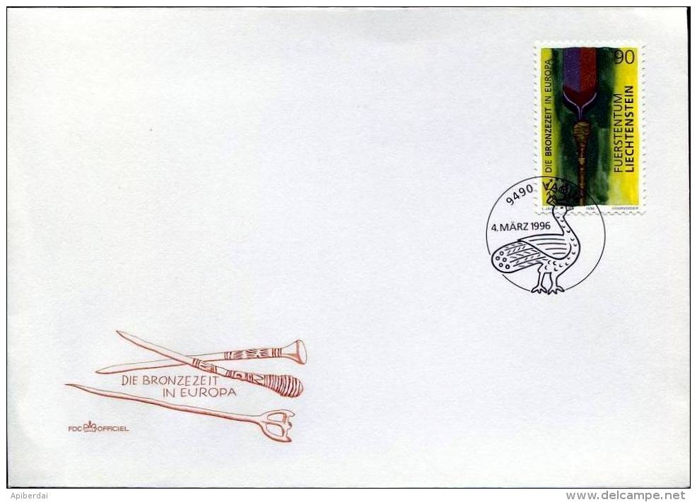 Liechtenstein - 1996 Age Du Bronze En Europe (unused Stamp +  FDC) - Lettres & Documents