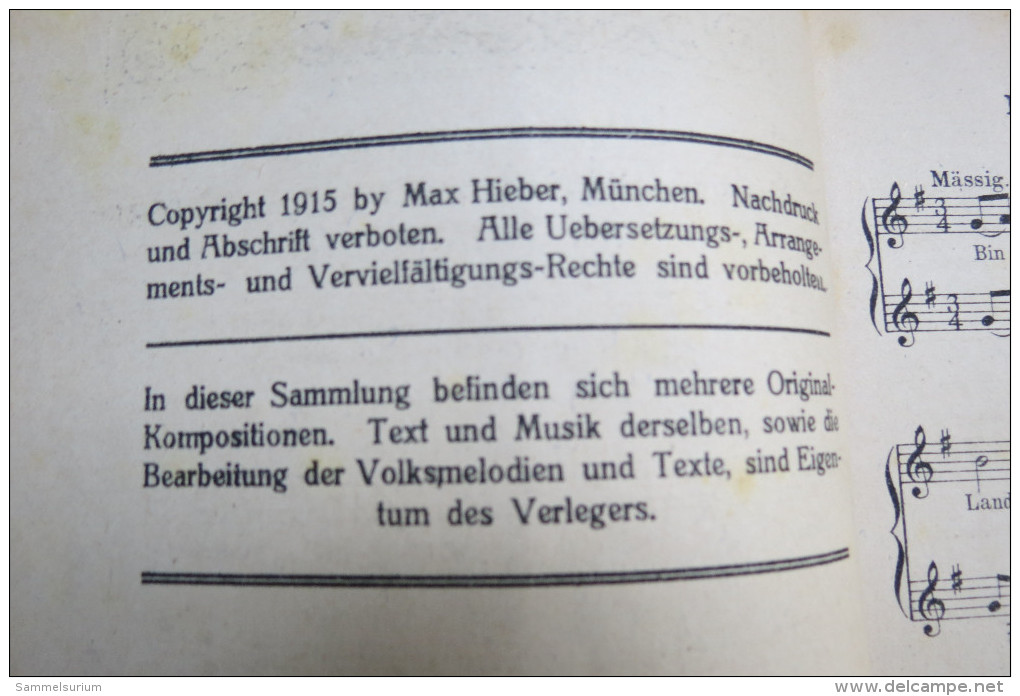 Max Hieber "Der Klampf´n Toni" Echt Bayrische Lieder, Soldateng´stanz´ln Und 92 Schnadahüpf´ln, Gesang Und Gitarre 1915 - Muziek