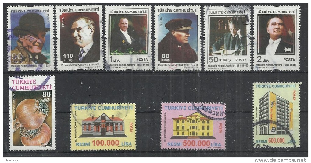 TEN AT A TIME - TURKEY 2004-2009 - LOT OF 10 DIFFERENT  - USED OBLITERE GESTEMPELT USADO - Oblitérés