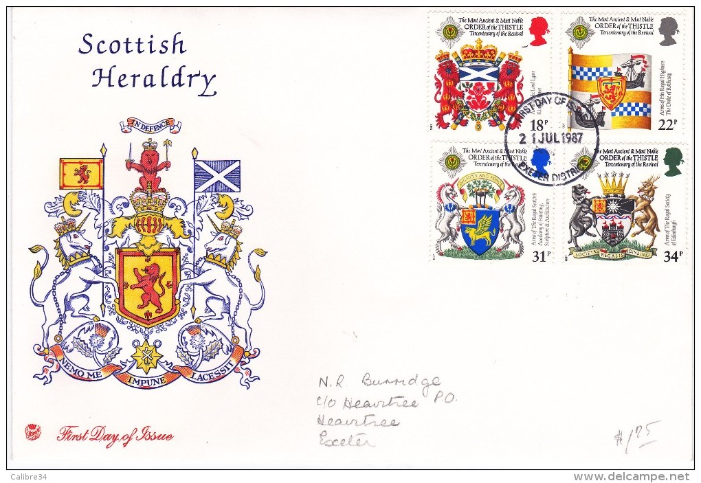 Scottish Heraldry 1987 FDC - Ohne Zuordnung