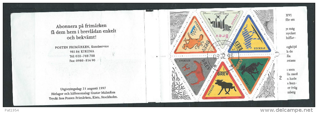 Suède 1997 Carnet C 1992  Oblitéré Timbres Message Avec élans - 1981-..