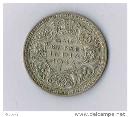 George VI British India Silver Half Rupee - 1943 - UK - England - Inde