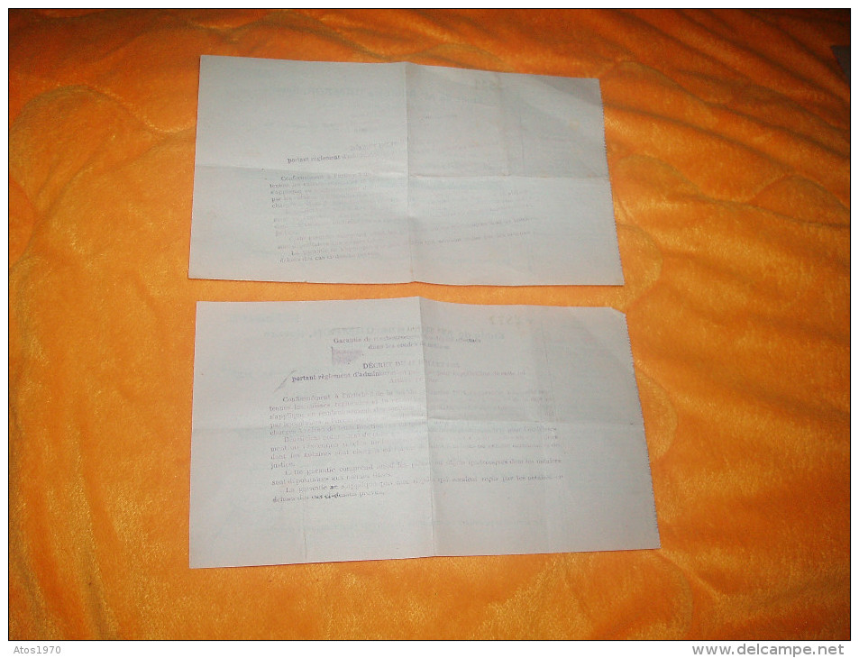 LOT DE 2 RECUS DE 1936. / ETUDE DE Me ADOLPHE CAMBON, NOTAIRE. / TAUVES PUY DE DOME. / TIMBRE FISCAL. - Other & Unclassified