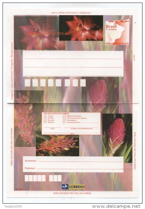 Brazil FLORA FLOWERS MINT POSTAL STATIONERY 1997 - Agriculture