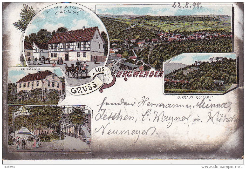 Burgwenden-Litho,Gasthof Bindernagel,Oberförsterei,Kurhaus. - Schmalkalden