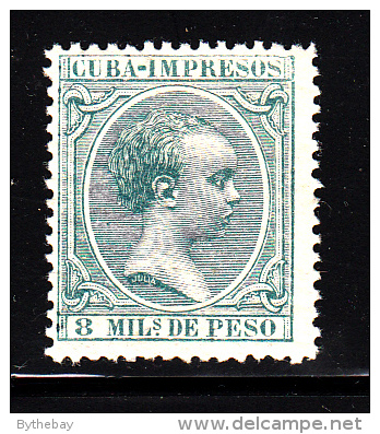 Cuba MH Scott #P30 8m King Alfonso XIII, Blue Green - Newspaper Stamp - Cuba (1874-1898)