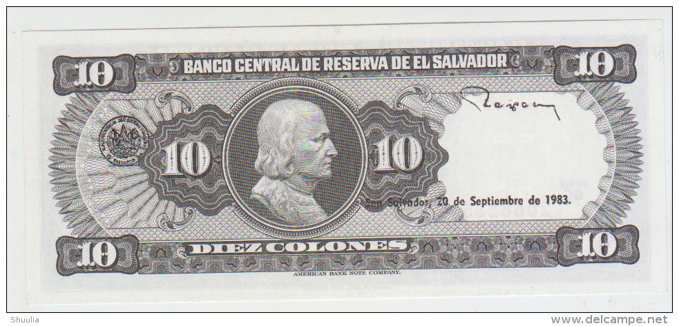 El Salvador 10 Colon 1983 Pick 135a UNC - El Salvador