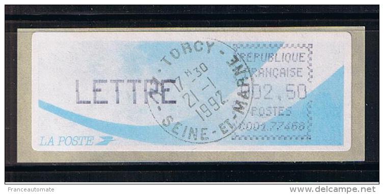ATM, LETTRE 2.50, OBLITETEE DERNIER JOUR DU LSA, CROUZET , PAPIER COMETE, TORCY,  C001 77468. - 1981-84 LS & LSA Prototipos