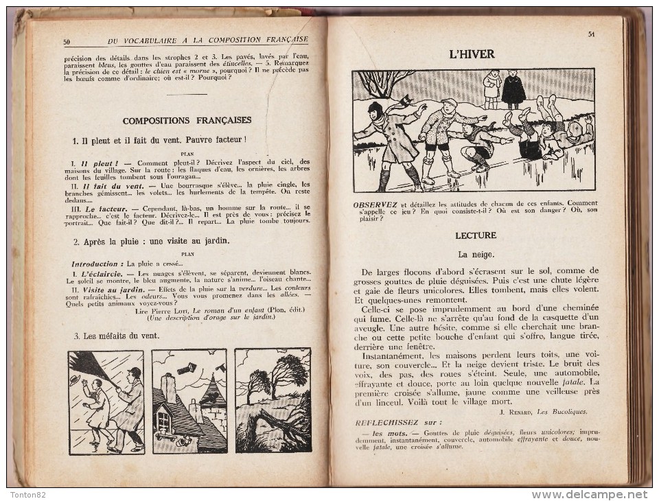 F. Auger - &  J. Dedieu - Du Vocabulaire à la Composition Française - Librairie L' École - ( 1938 ) .