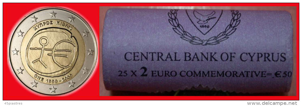 * 1999-2009 EMU  FINLAND: CYPRUS ★ 2 EURO 2009 UNC ROLL (25 PIECES) LOW START ★ NO RESERVE! - Rotolini