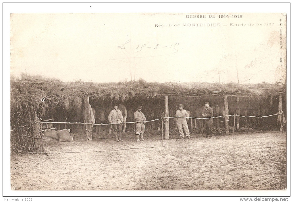 Somme - 80 - Montdidier écurie De Fortune Militaria 1915 Cachet Militaire Marcophilie 100 Régiment Territorial - Montdidier