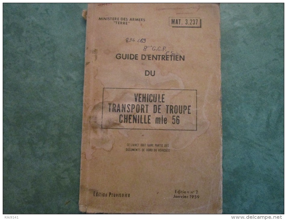 GUIDE D´ENTRETIEN DU VTT Mle 56   122 Pages  -  22 Illustrations + VIII Annexes - Véhicules