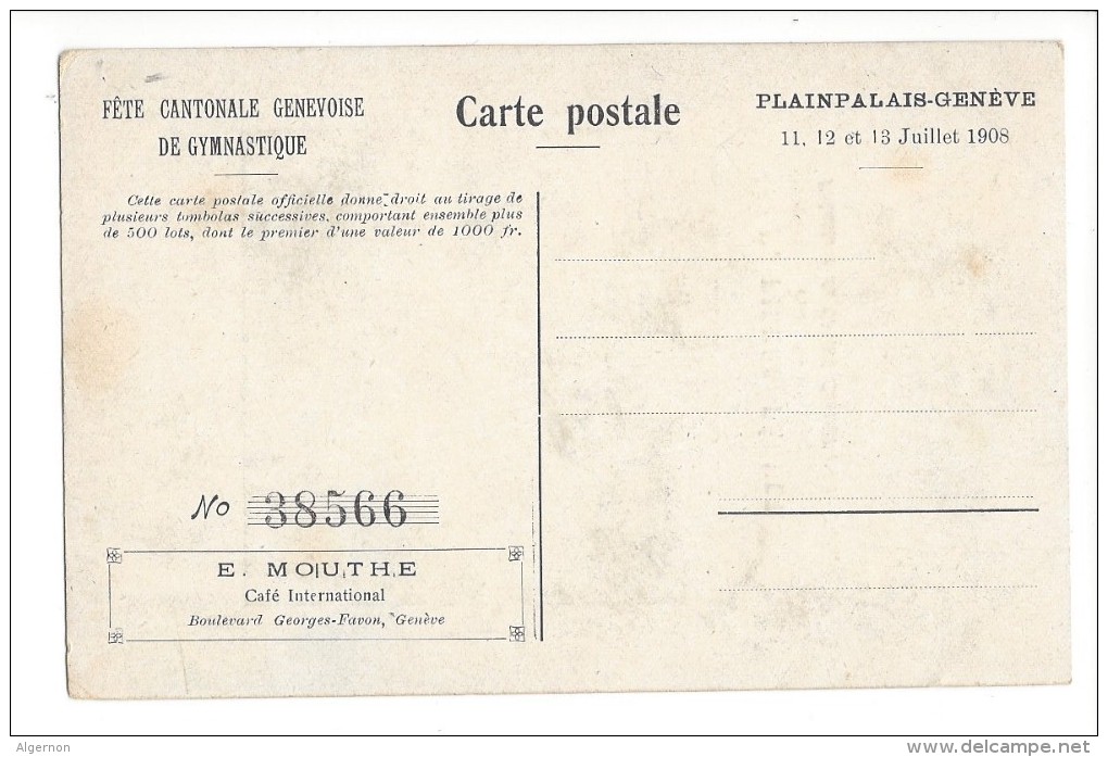 13485 - Pierre Béguet Conseiller Municipal Fête Cantonale De Gymnastique 1908 2 Scans - Autres & Non Classés