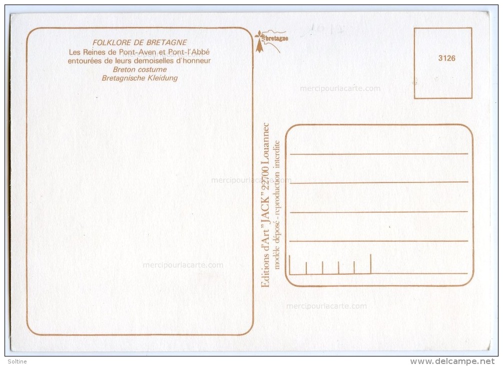 Les Reines De Pont-Aven Et Pont-l'Abbé Entourées De Leurs Demoiselles D'honneur - Non écrite - 2 Scans - Pont L'Abbe