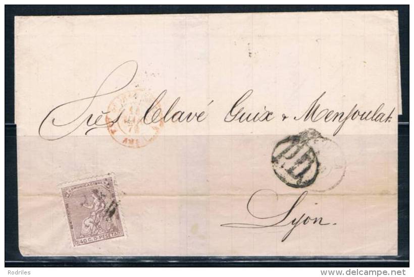 1874.- SEVILLA A LYON - Storia Postale