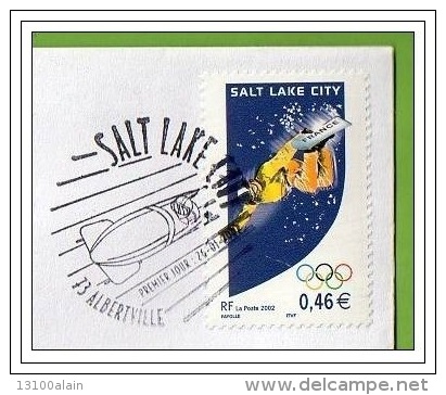 Enveloppe F.I.P.O. Cachet 1ER JOUR ALBERTVILLE 26.1.2002 Timbre France SNOWBOARD JO SALT LAKE CITY 2002  Olympique Hiver - Hiver 2002: Salt Lake City