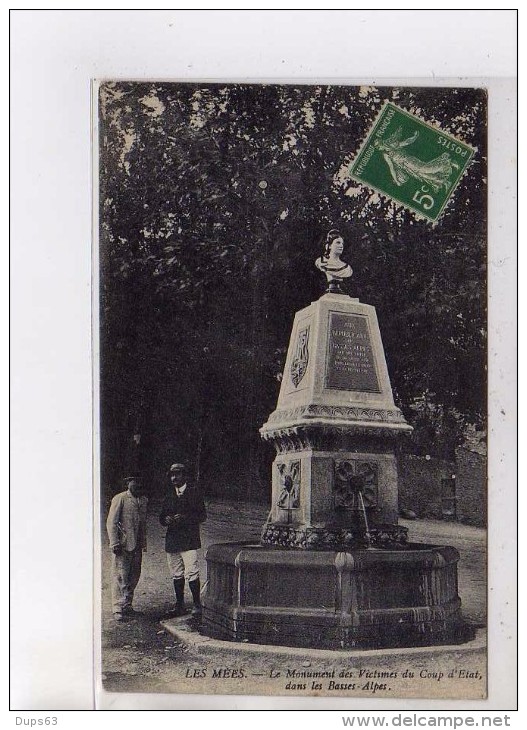 LES MEES - Le Monument Des Victimes Du Coup D'Etat Dans Les Basses Alpes - Très Bon état - Autres & Non Classés