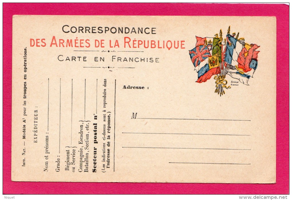 Correspondance Des Armées De La République, Carte En Franchise, Pour Les Troupes En Opérations - Guerre 1914-18