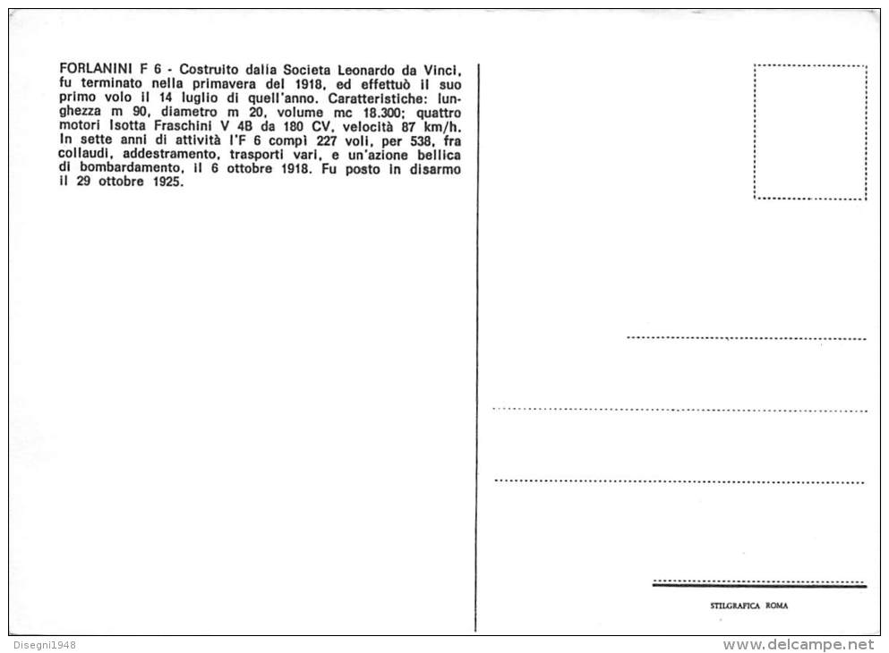 04476 "DIRIGIBILE FORLANINI F 6 - 1918" DIRIGIBILI MILIT. ITAL. CART. POST. ILL. ORIG. NON SPEDITA. - Dirigibili