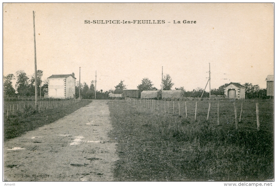 87. HAUTE-VIENNE - SAINT-SULPICE LES FEUILLES. La Gare. Tramway PP. - Saint Sulpice Les Feuilles