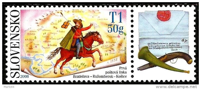 Slovakia - 2008 - Stamp Day - First Mail Link Bratislava - Ruzomberok - Kosice - Mint Stamp With Tab - Nuovi