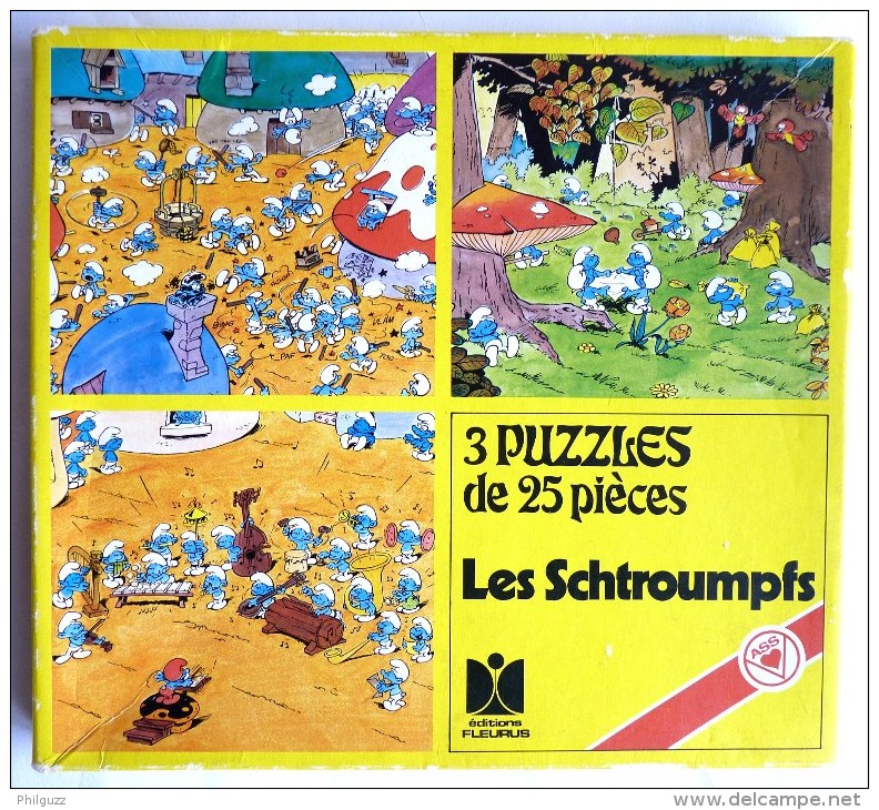 RARE 3 Puzzles ASS 25 Pièces Vers 1984-85 - SCHTROUMPFS -  COMPLETS - Puzzels