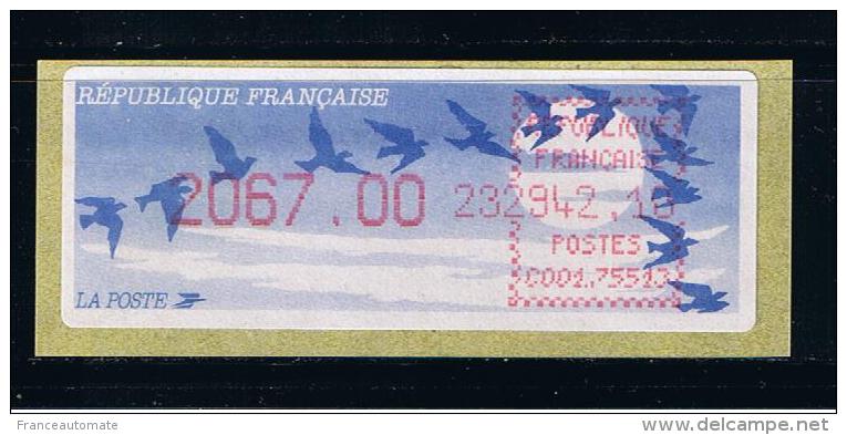 ATM  TEST RELEVE DE CAISSE, LSA , CROUZET, PARIS ITALIE, C001 75513 - 1990 « Oiseaux De Jubert »