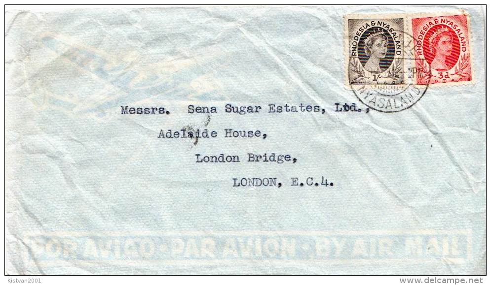 Postal History Cover: Rhodesia And Nyasaland QE Stamps - Rhodesia & Nyasaland (1954-1963)