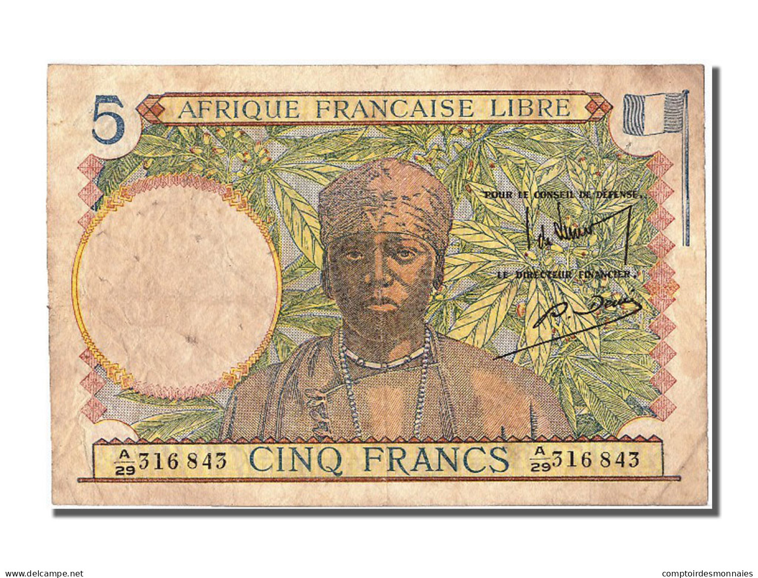 Billet, Afrique-Équatoriale Française, 5 Francs, TTB - Other - Africa