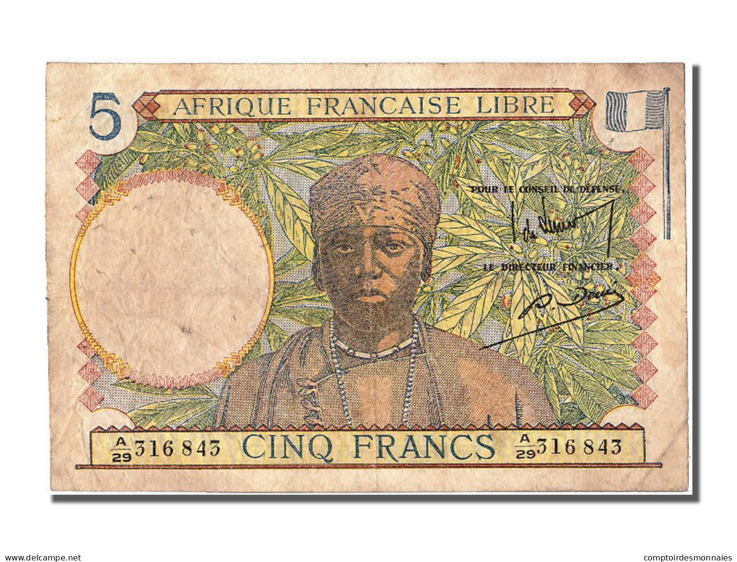 Billet, Afrique-Équatoriale Française, 5 Francs, TTB - Altri – Africa