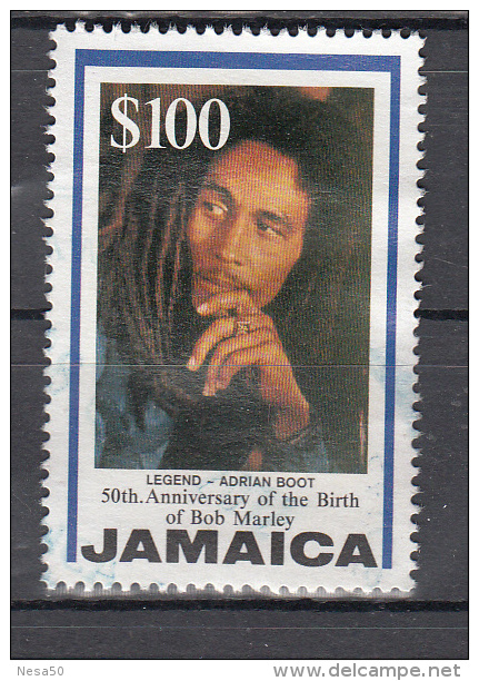 Jamaica 1995 Mi Nr 866  Bob Marley  Waarde $ 100  Zegel Uit Blok - Jamaica (1962-...)