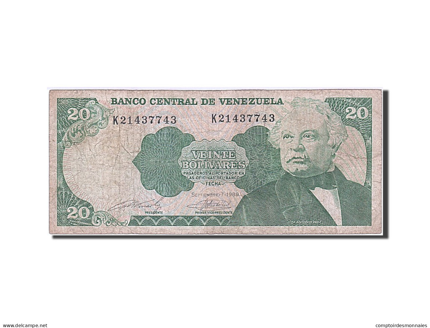 Billet, Venezuela, 20 Bolivares, 1989, 1989-09-07, TB - Venezuela