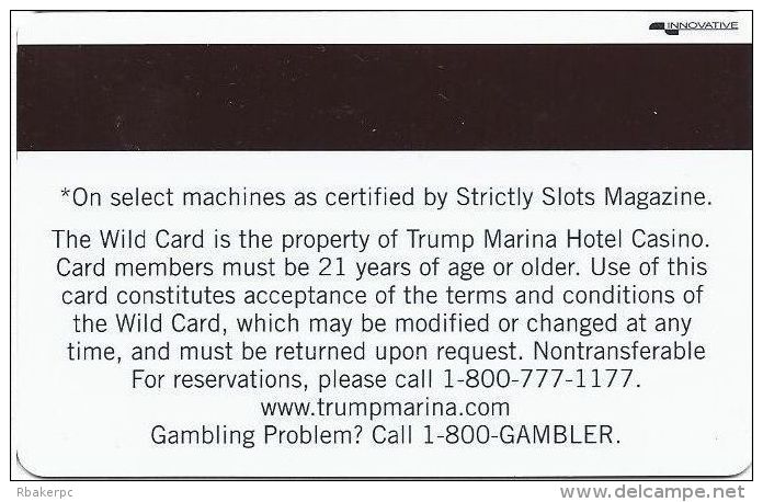 Trump Marina Casino Atlantic City NJ Slot Card (Blank) - Casino Cards