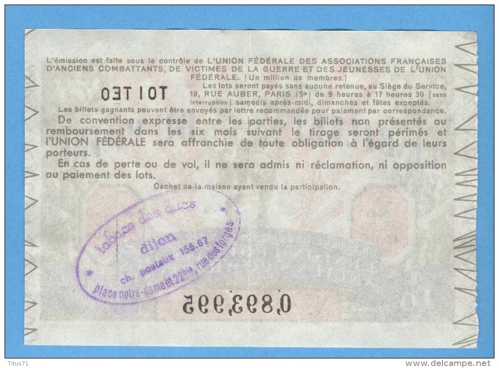 Billet Loterie Nationale - Le Billet Du Poilu - 4ème Tranche 1940 - 1/10 ème - Billets De Loterie