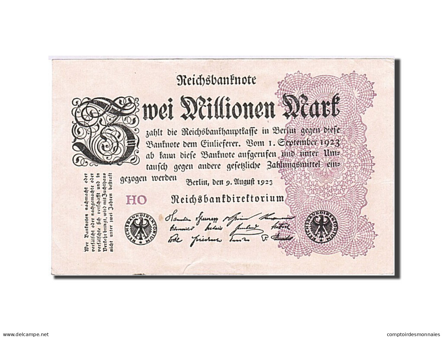 Billet, Allemagne, 1923-08-09 - 2 Mio. Mark