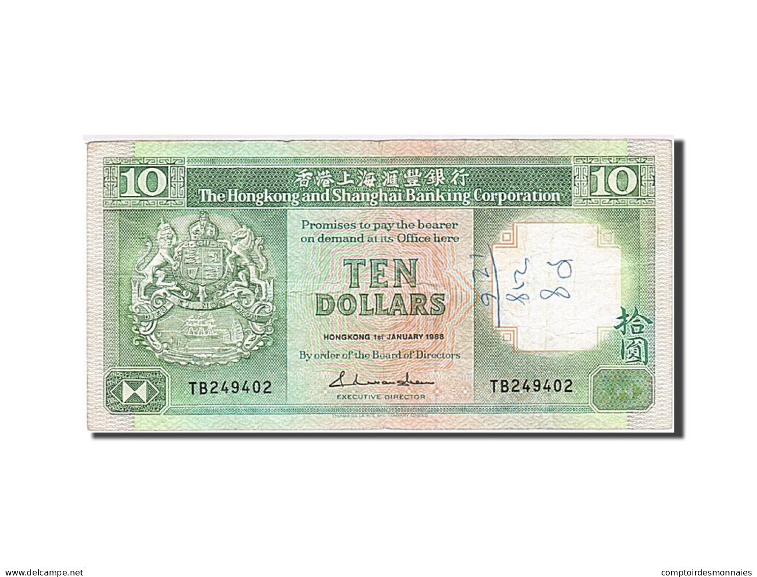 Billet, Hong Kong, 10 Dollars, 1988, 1988-01-01, TB - Hongkong