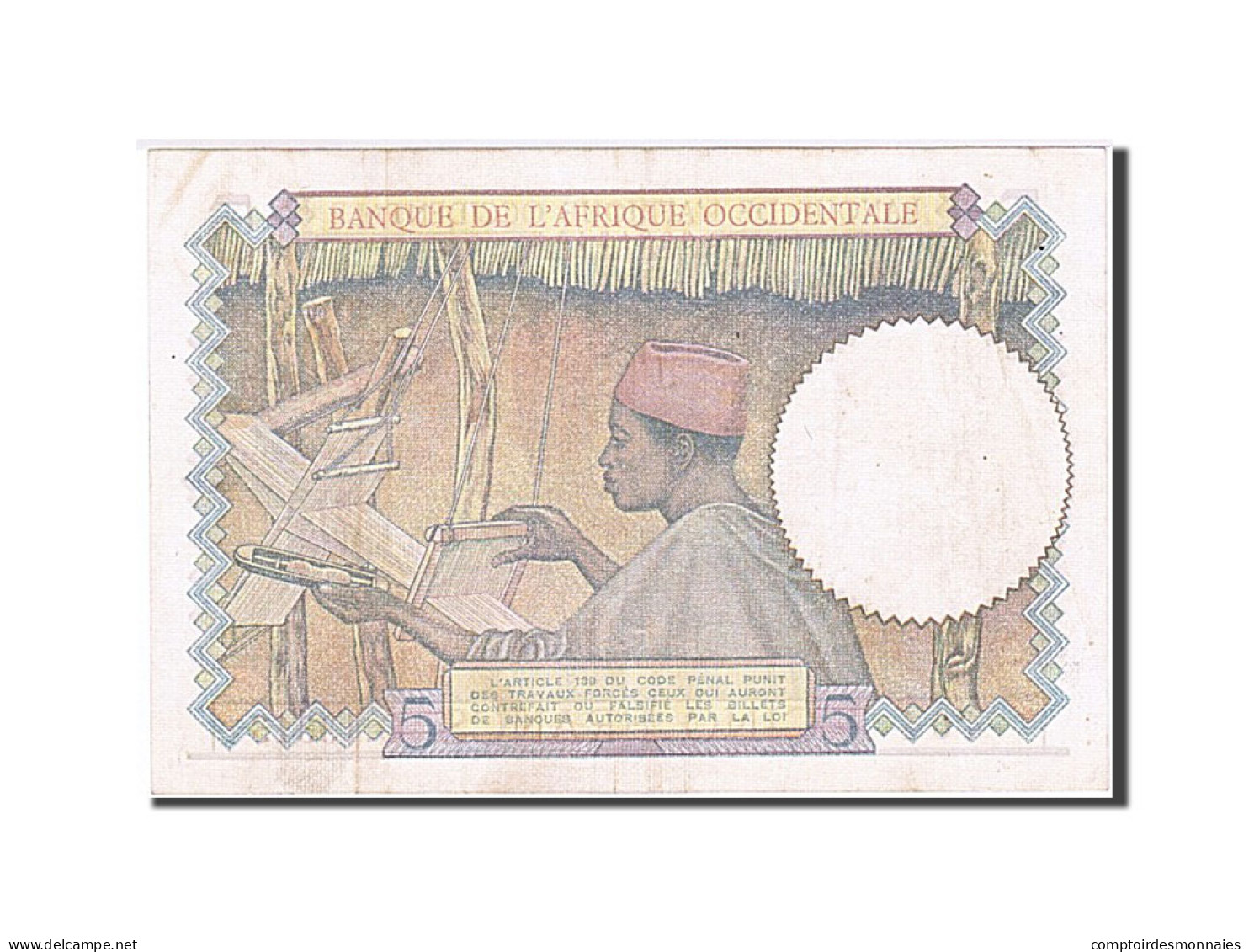 Billet, French West Africa, 5 Francs, 1943, 1943-03-02, TTB+ - Sonstige – Afrika